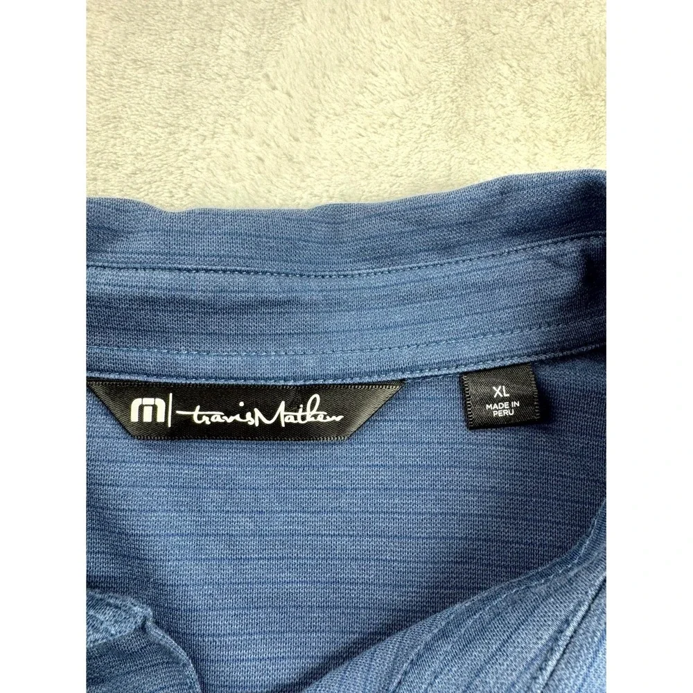 Travis Mathew Drop Anchor Golf Polo Shirt Men's X-Large Blue Stretch Performance